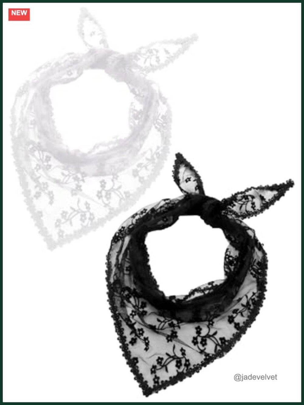 2 Pack 1950s Retro Lace Triangle Neck Scarf Boho Fashion Wrap